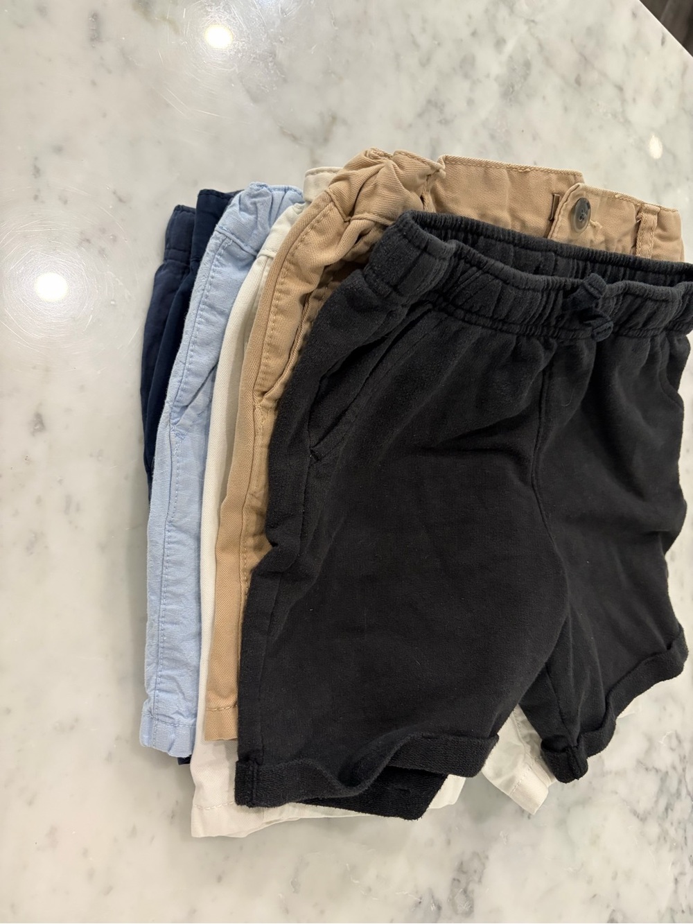 Kids Cotton Shorts - Black, Tan, Light Blue, Navy, White 9 pair bundle 4T